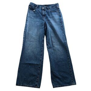 Uniqlo Women Jeans Size 28 High Rise Wide Straight Leg Classic Blue Denim Casual
